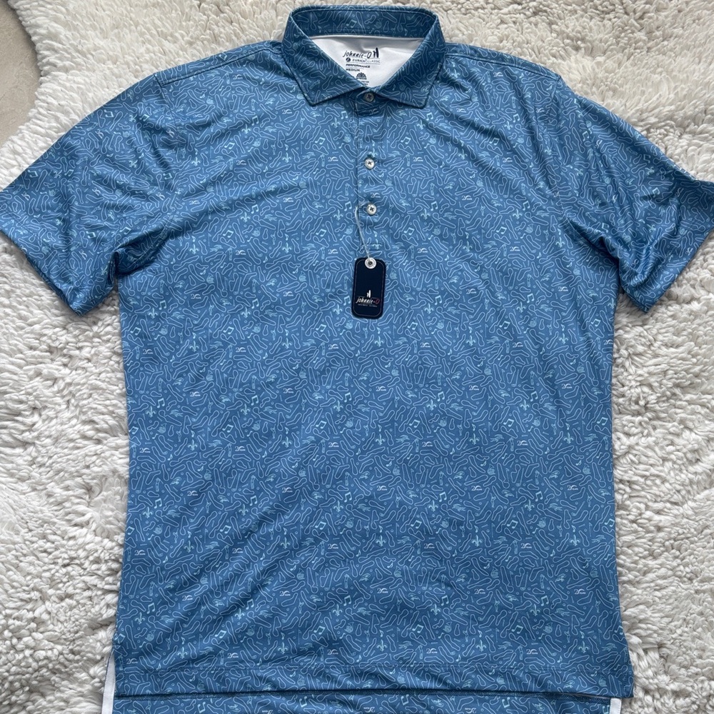 Adidas Men's Patterned Blue Polo